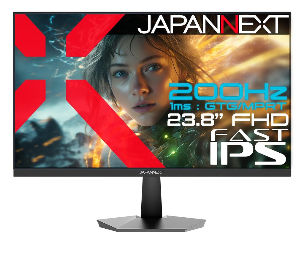JAPANNEXT FAST IPS Panel Gaming Monitor Full HD 23.8-inch JN-IPS238G200F2, 200Hz/1ms (GTGOD/MPRT) Support, (1920x1080) Resolution, HDMI, DP, HDR,