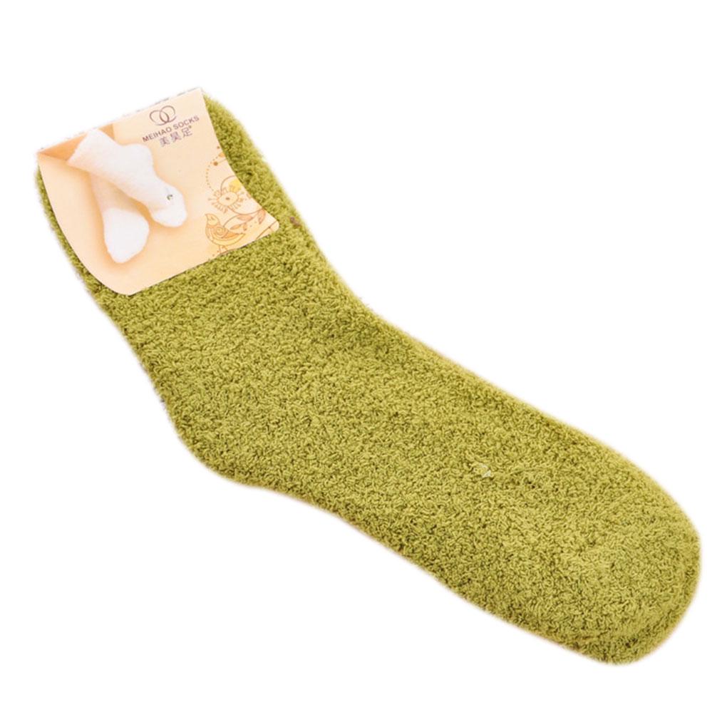 1 Pair Comfortable Home Women Multi-color Mid Pair Comfortable Calf High Socks Coral Fleece Floor Antiskid Casual Socks