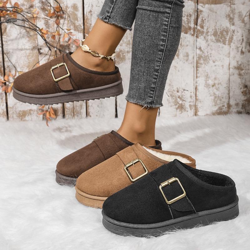 New velvet cotton shoes trendy with winter warm casual flat bottom wear large size snow boots women