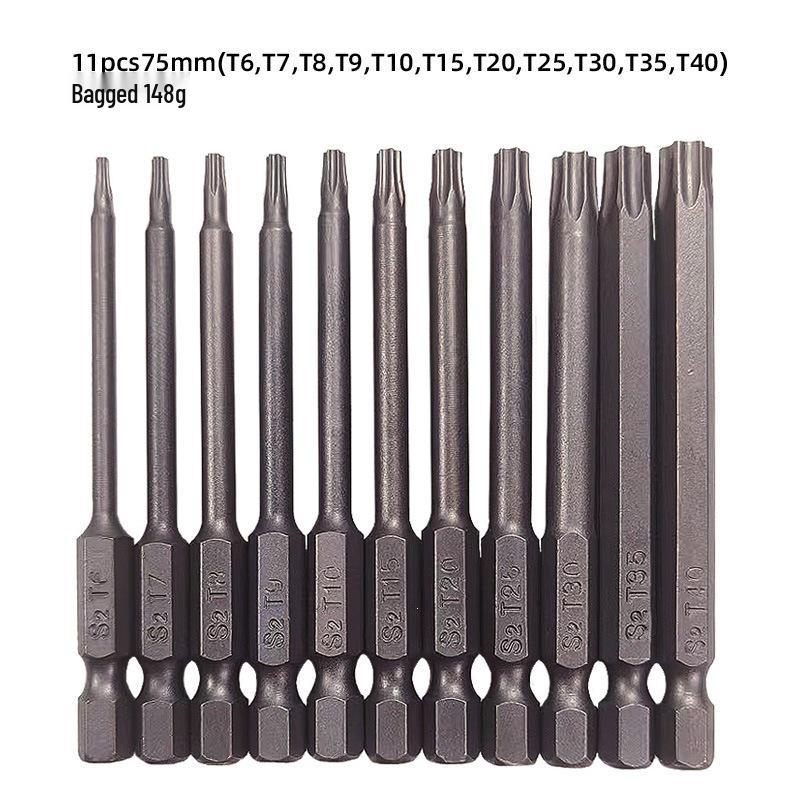 Magnetic S2 Steel Hardened Hex Ball Head Air Driver Bit 1/4" Pneumatic Screwdriver Attachment