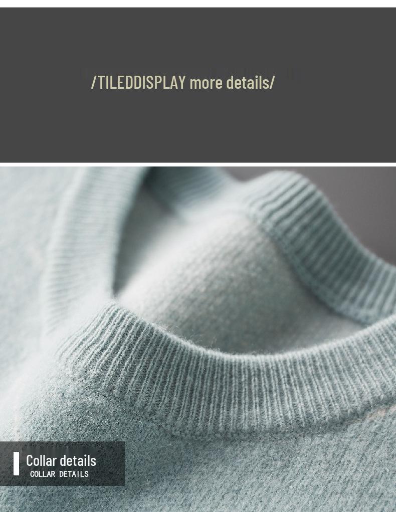 Men's Thickened Pure Wool Crew Neck Sweater - Fashionable Loose Fit Knitted Outerwear
