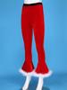 Women's Velvet Christmas Cosplay Faux Fur Adorned Elastic Waist Flare Leg Long Pants Trousers