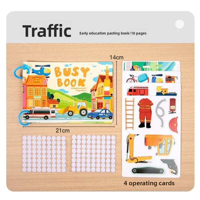 Education Puzzle Enlightenment Busy Book, Multiple Themes of Cognitive Tear-Off Toy Book Early Development of Concentration Toys