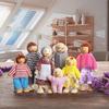 Family of Seven Dolls: Cute Role-Playing Set with Black Person Bun Hairstyle