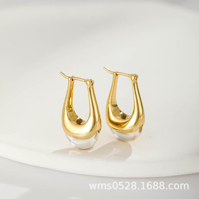 Earrings Copper-plated Real Gold Fashionable Atmosphere Retro High-end Women's Stud Earrings, Earrings