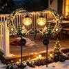 Automatic Dusk to Dawn Lights Solar Christmas Moon Light, Santa Snowman Crescent Garden Stake Warm Winter Courtyard Decorations LED Glow, Festive