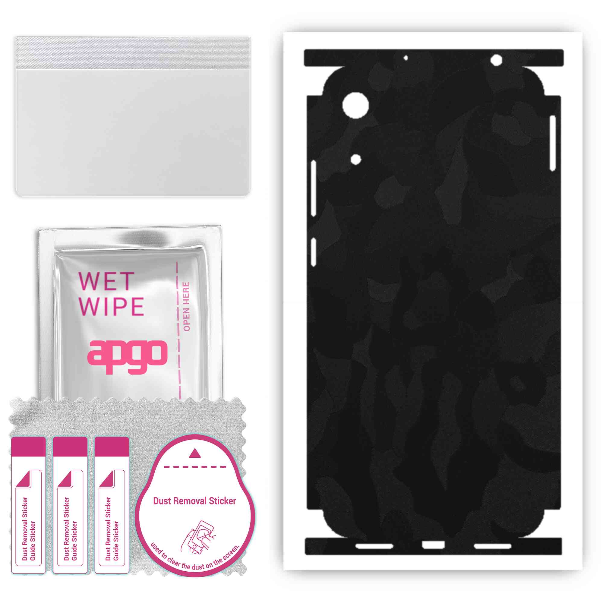 

apgo Protective Skin Sticker for the back+sides compatible with Honor 8A 2020, Full Wrap Film, Foil, Vinyl - Pattern Black Camo