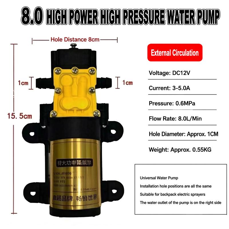 Pompa per Irrigazione Agricola ad Alta Pressione 12V Risparmio Energetico Autoadescante a Membrana Pompa dell'Acqua per Irrigazione Giardino Cortile
