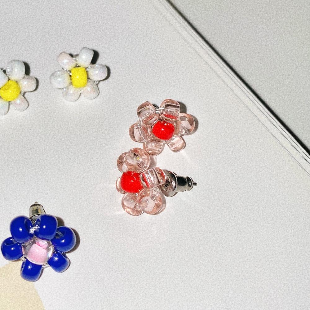 Love Or Not Rosy Flower Beads Earring