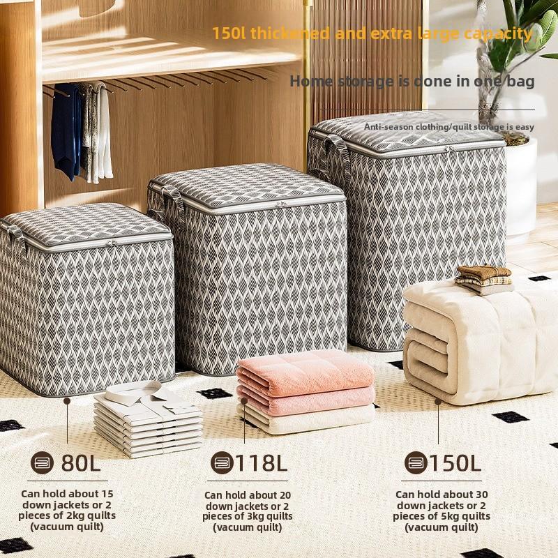 Large Capacity Quilt Storage Bag, Clothes Organizer, Dustproof Moisture-proof for Comforters, Bedding, Blankets, Moving Travel