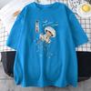 Schwimmen Bunter Quallen-Druck Herren Kurzarm Japanische Harajuku O-Ausschnitt Tops All-math Oversize Vintage Mann Baumwolle T-Shirts