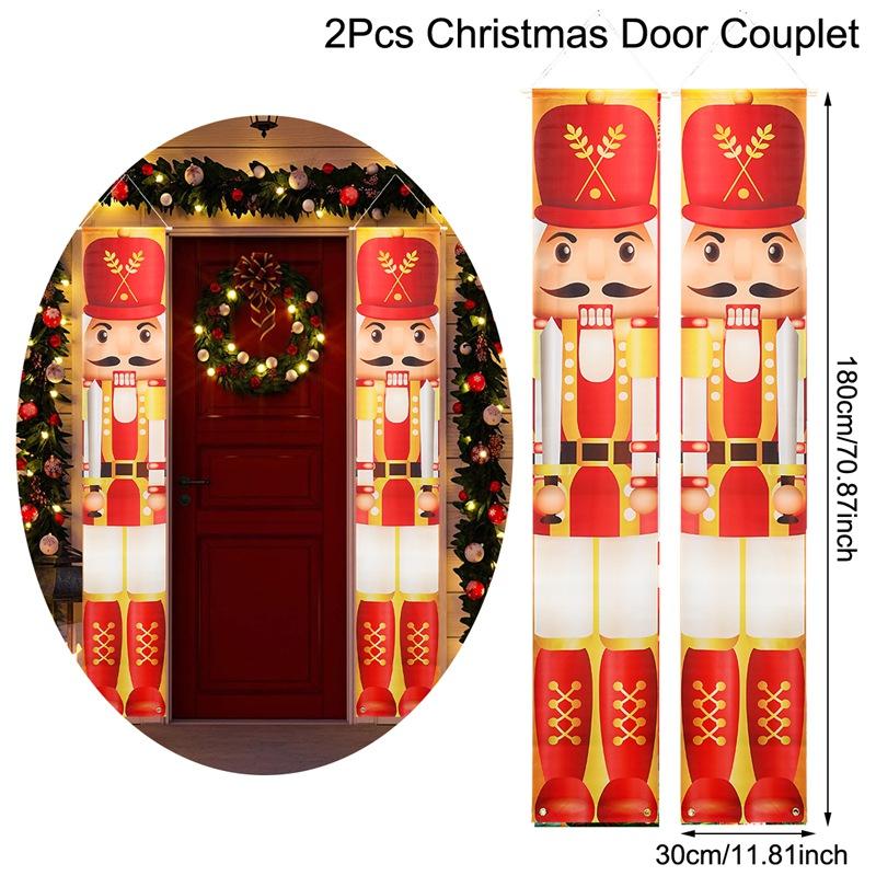 2PCS Nutcracker Soldier Banner Christmas Door Curtain Merry Christmas Decoration for Home 2026 Xmas Navidad Natal New Year Gifts