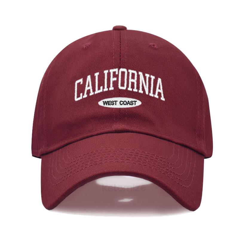 California West Coast Embroidered Baseball Cap for Women Men Fashion Adjustable Soft Cotton Dad Hat Unisex Classic Golf Caps