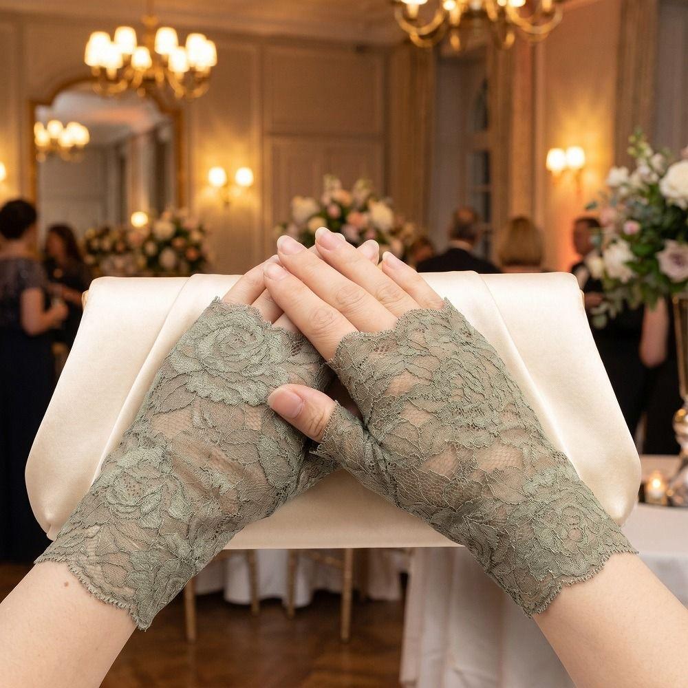 Breathable Mesh Fingerless Gloves Flower Pattern Arm Sleeve Lace Sunscreen Gloves Tattoo Covering