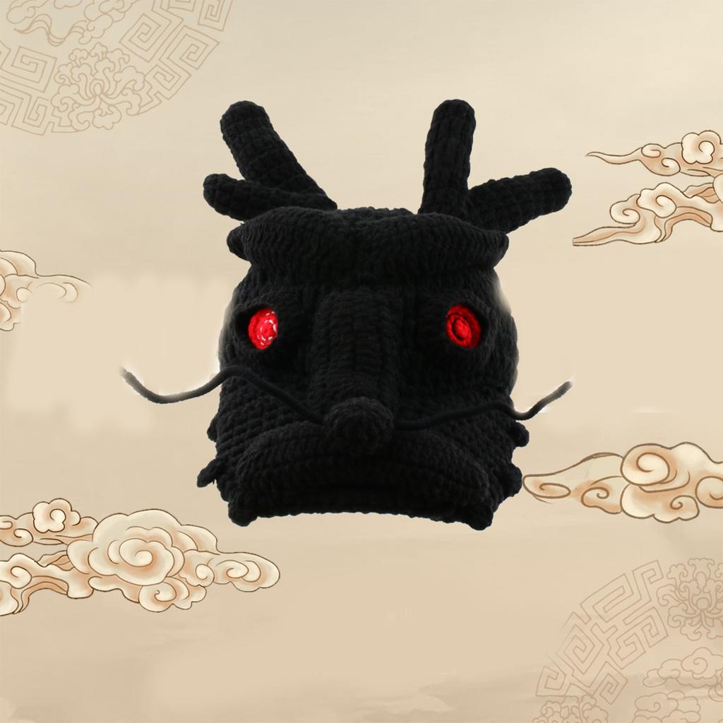 Halloween Funny Hat Knit Dragon Head Shape Hat Fun Crazy Hats Christmas Accessory Carnival Party Cute Hat for Adults