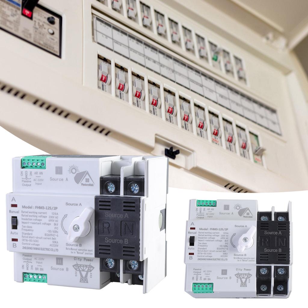 Double Power Automatic Transfer Switches Not Stop 2P 100A Rated Current Double Source Auto Switches for Home Electrical