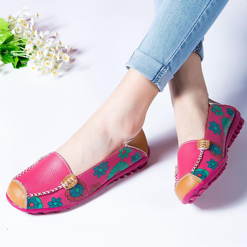Spring/Summer Women's Slip-On Flat Moccasins: Printed Single Shoes for Mothers