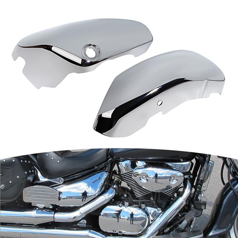 

Motorcycle Battery Side Fairing Cover Protection Guard Chrome For Suzuki Boulevard Voluisa C50 VL400 VL800 2005-2017