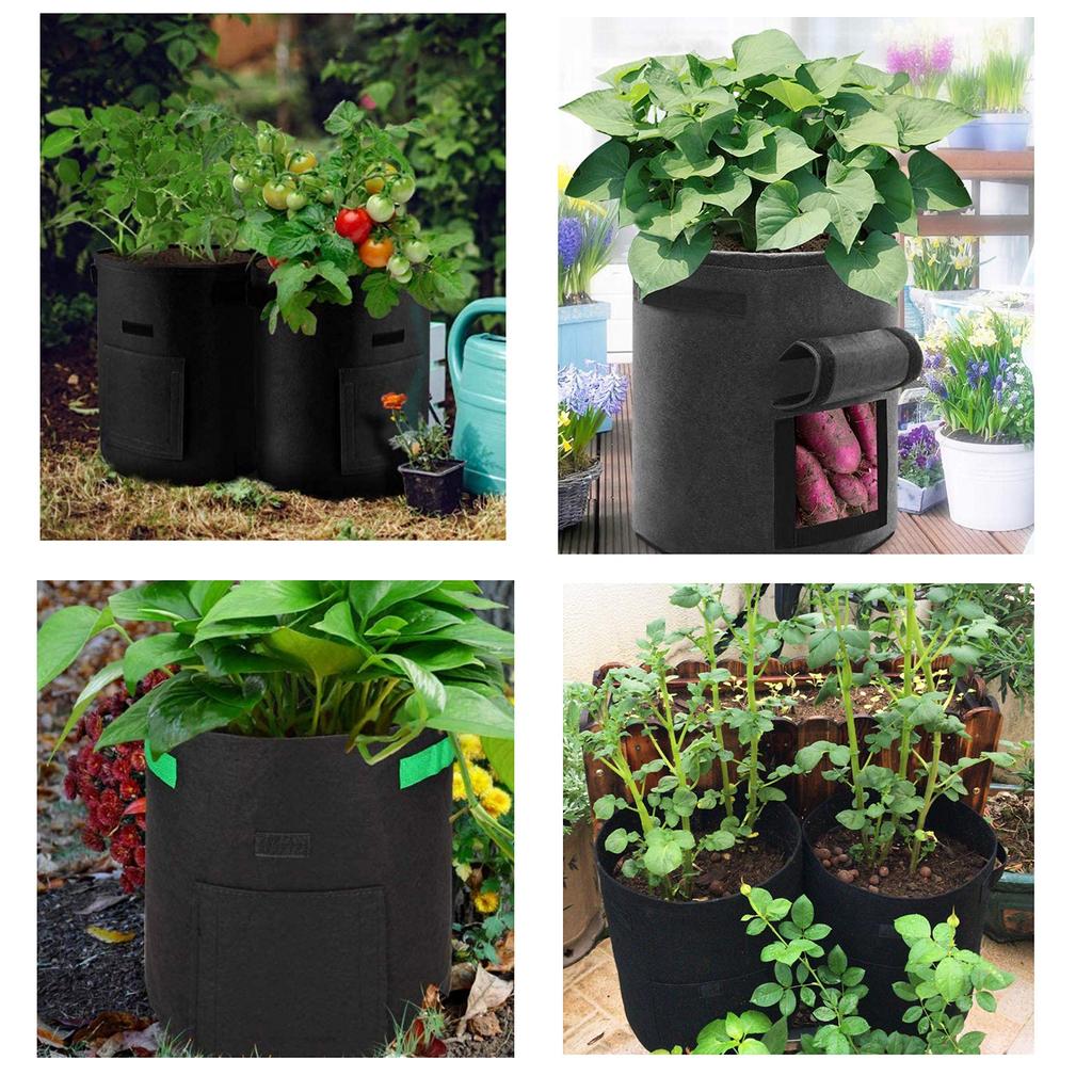simpleSS 7 Gallon Fabric Pot Vegetable Planting Bag Felt Planter 3 Pieces Flower Pot Cloth Plant Cultivation H35cm X L30cm Plants Grow Healthily Felt
