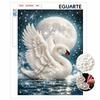 This Pearl Painting Kit Features a Majestic Swan In Moonlight with 5D Pearls and a Mosaic Art Style for Home Wall Decoration.