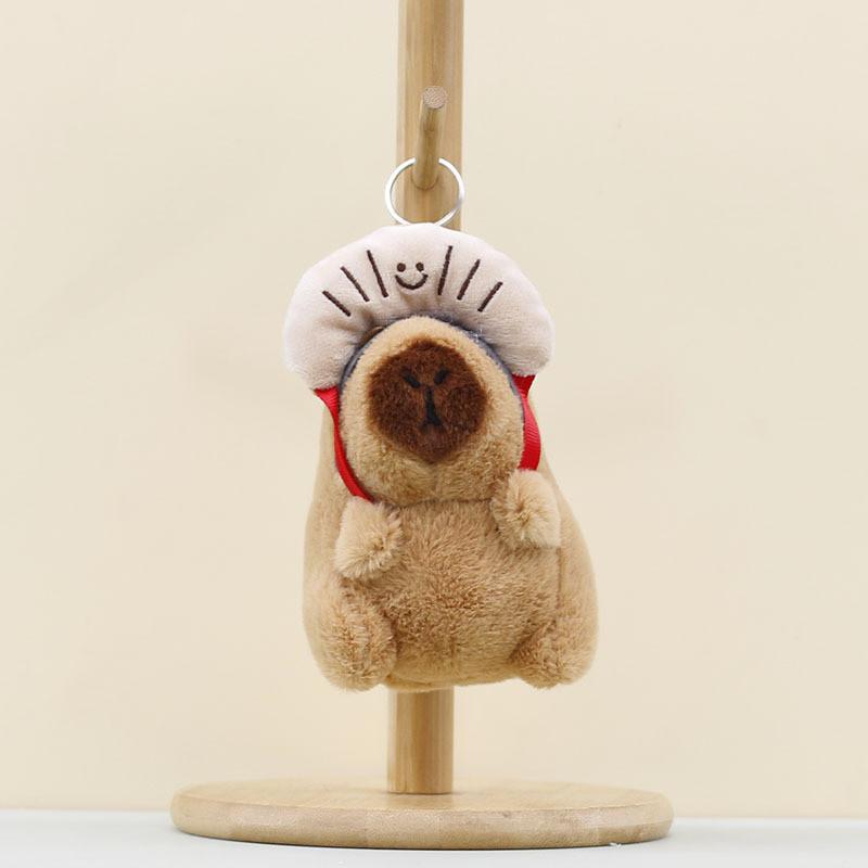 Capybara Cook Plush Pendant Toy Keychain Stuffed Doll Bag Decoration Gift Kids