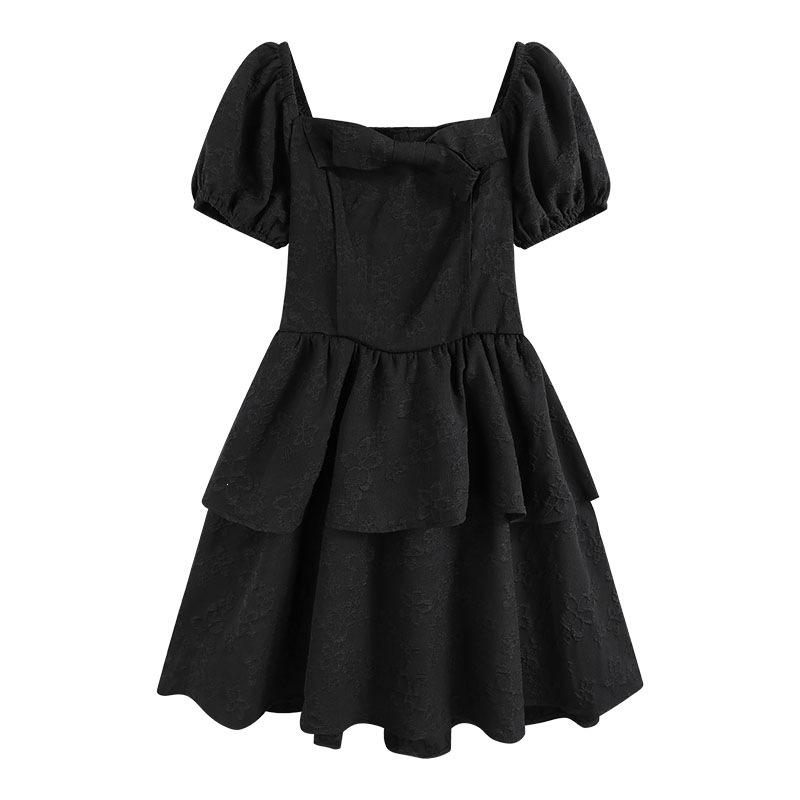 Hepburn style little black dress niche design dress women's summer new waist art high-end short skirt explosion