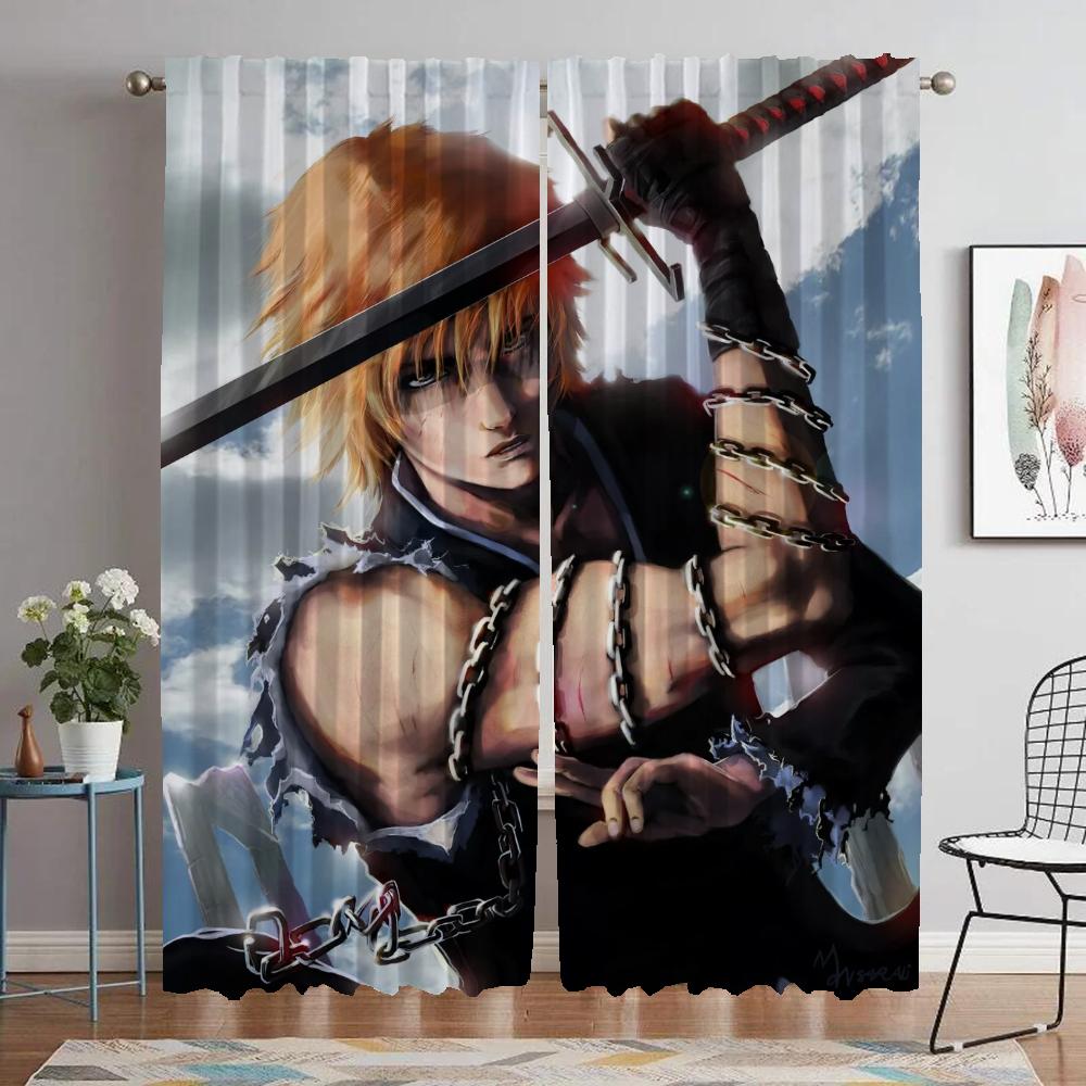 Vorhänge für Innenräume für Kamera BLEACH Fenster Vorhang für Zimmer 2 Paneele Halloween Dekoration Raumteiler Jalousien Wohnen Küche