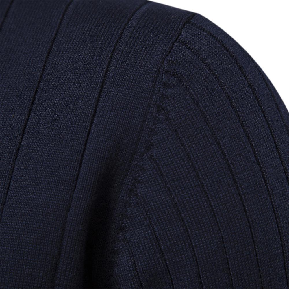 New Standing Collar Cotton Men'S Sweater Casual Half Zipper Solid Color Pullover High-Quality Men'S Knitted Sweater