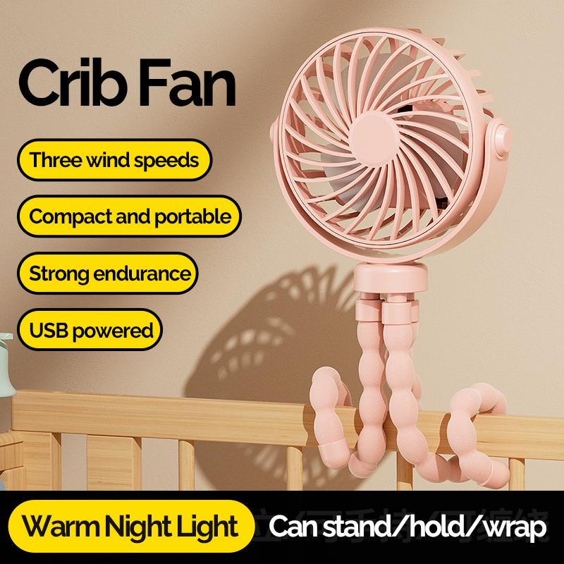 

Портативный мини-вентилятор-осьминог с USB-подзарядкой, ручной охлаждающий вентилятор с 3 скоростями и подвеской, для коляски, улицы, стола, ношения на шее розовый