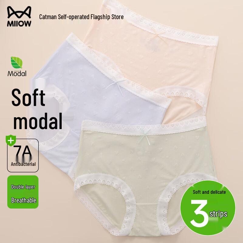 Miiow Women's Modal Heart Jacquard High-Waist Briefs