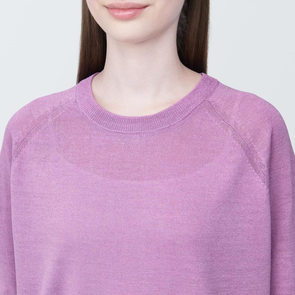MUJI UV-Schutz Hanfmischung Rundhals Halbarm Pullover BA1OIA4S Pink S Damen Damen Damen