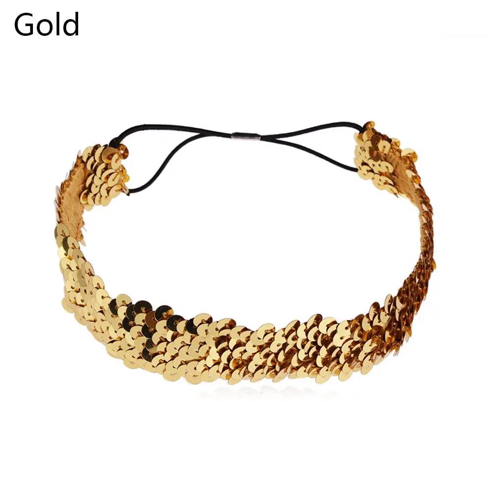 Costume Headwear Hair Accessories Sequin Headband Glitter Hairband Elastic Shiny Bow
