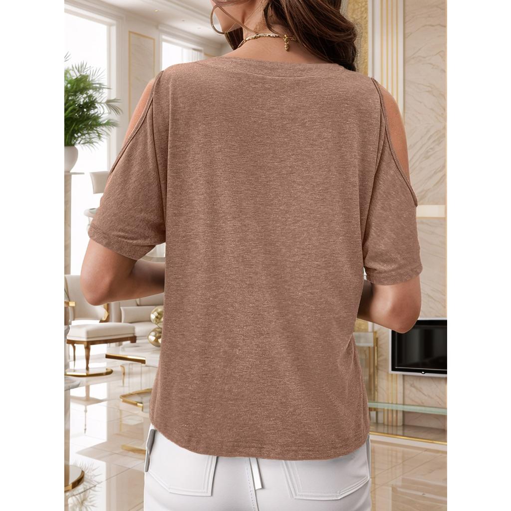 Spring Summer New Women's Solid Off Shoulder Short Sleeve T-shirt, Fashion Casual European American Style Women's Tops for Foreign Trade