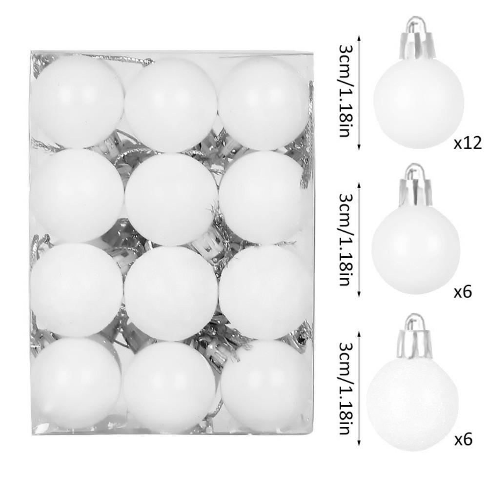 24Pcs 3cm Christmas Baubles Plastic Christmas Ball Ornament  Home Garden Decoration