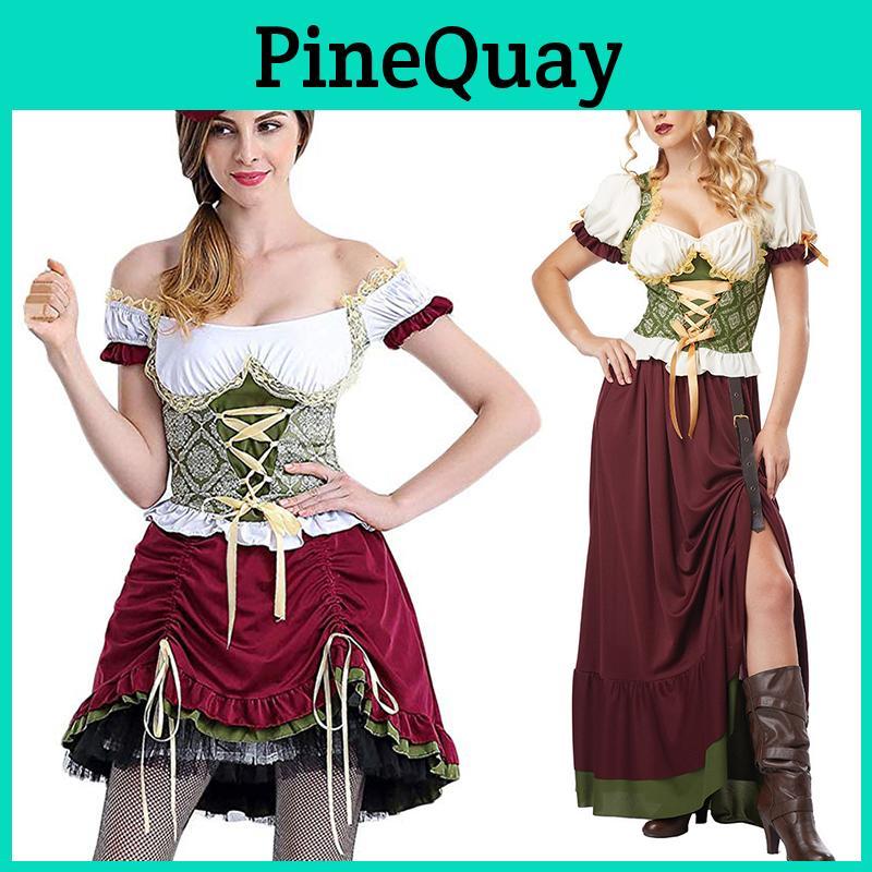 Flirty Bavarian Dirndl Dress With Corset Front And Middle Waist Design