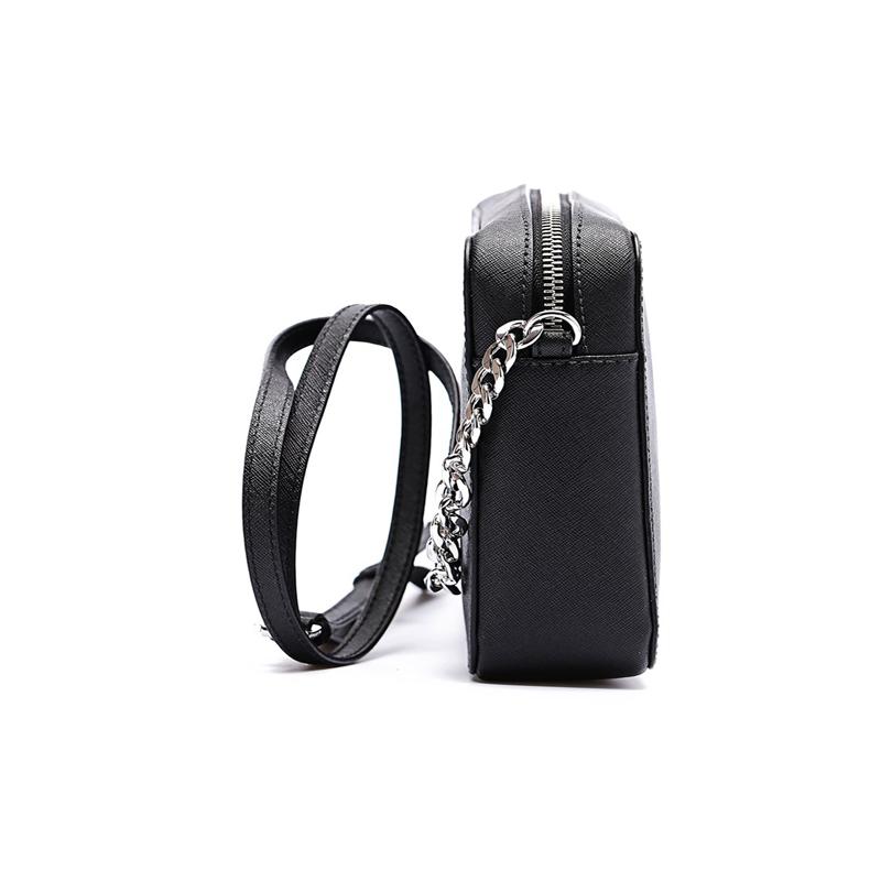 Michael Kors Jet Set Brand Letter Logo Chain Solid Color Leather Camera Bag Shoulder Crossbody Bag Women's Black