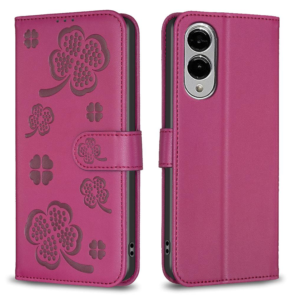 For Samsung Galaxy S25 Edge Case Clover Pattern Wallet Stand View Leather Phone Cover