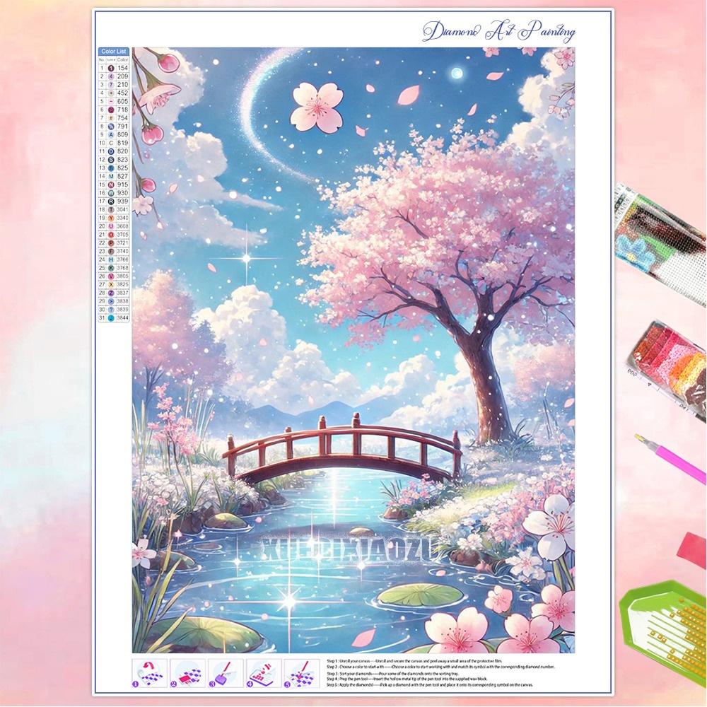 Pictură Diamant DIY Copac Lună Fantastică Peisaj Strasuri Foraj Complet Mozaic Broderie Handmade Decor Acasă Cadou Noutăți