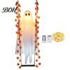 Fantasma di Tessuto Realistico Luminoso Appeso Oscillante Decorazione di Halloween con Telecomando, Grande Bianco Spettrale Ornamento Decorazione Giardino Esterno Foglie d'Acero