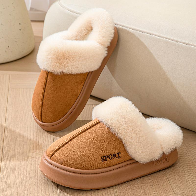 eva imitation suede fluffy winter warm home slippers women's thickened indoor and outdoor men's and women's cotton slippers