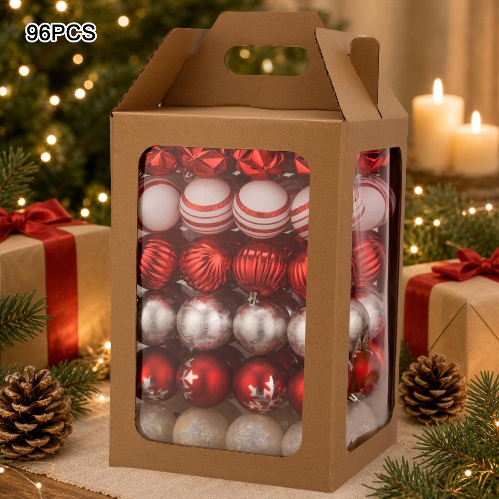 Plastic Christmas Ball Ornaments Red Gold Round Xmas Tree Decorations Shiny Matte Festive Christmas Balls Home Decoration