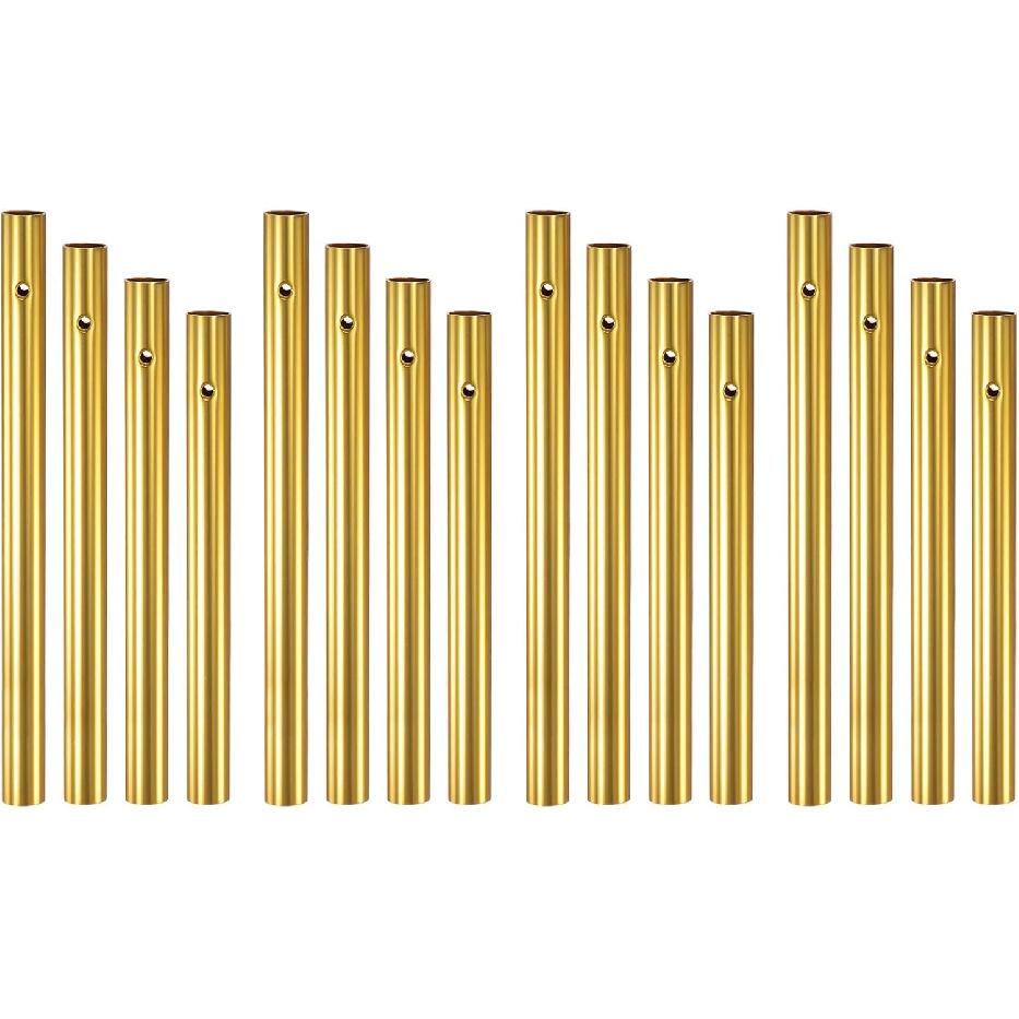 16-Pack Wind Chime Tubes, 4 Sizes Aluminum Metal Wind Bell Empty Tubes for Outside/Adults Arts and Crafts/DIY [Gold]