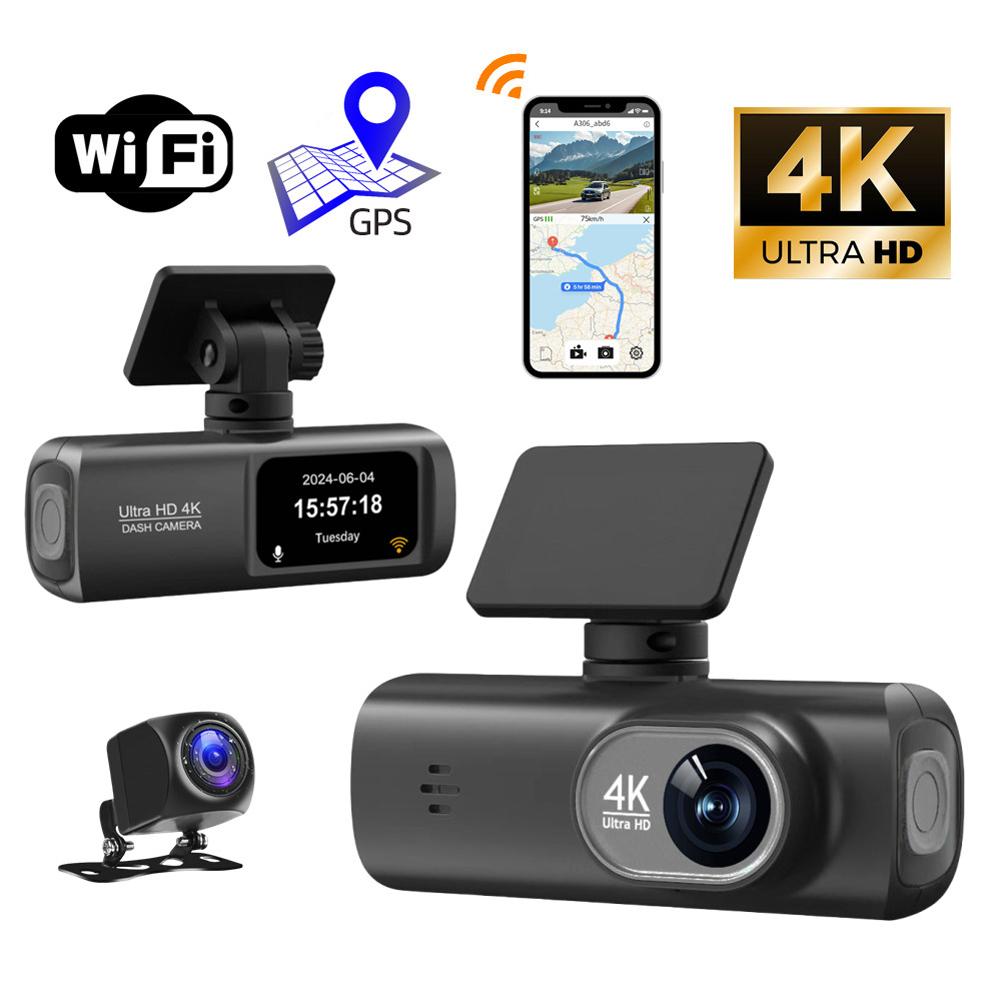 4K Dashcam, Front- und Rückkamera mit Doppelobjektiv, GPS/WIFI/Nachtsicht/24-Stunden-Parküberwachung
