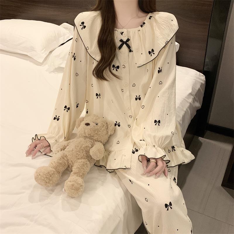 Women's Korean Style Spring/Autumn Long Sleeve Sweet Princess Pajama Set
