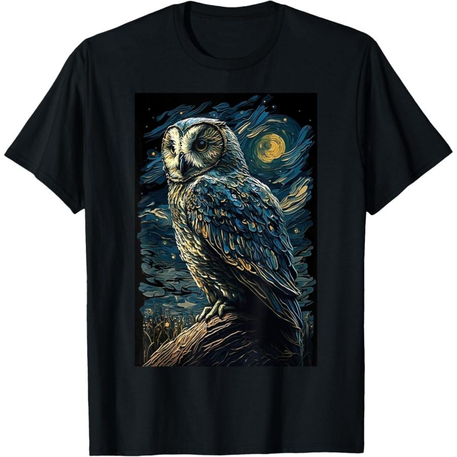 

Owl Starry Night Van Gogh Style Birds Lover Owl Mom & Dad T-Shirt XXXXXL чорний