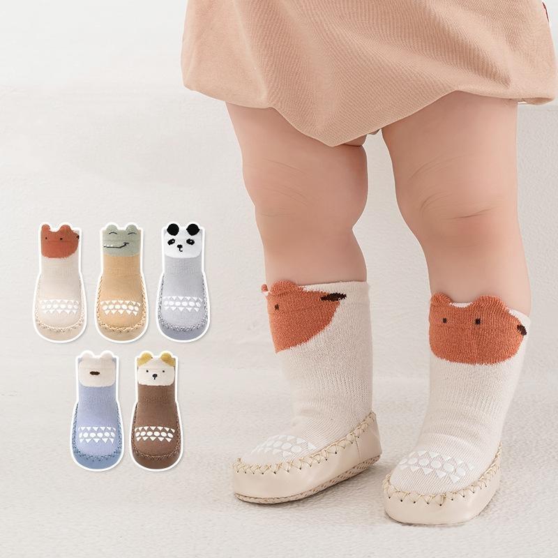 Toddler Thick Socks Warm First Walkers Kids Boots Baby Shoes Soft Sole Newborn Plus Velvet Nonslip Floor Socks Child Solid Color