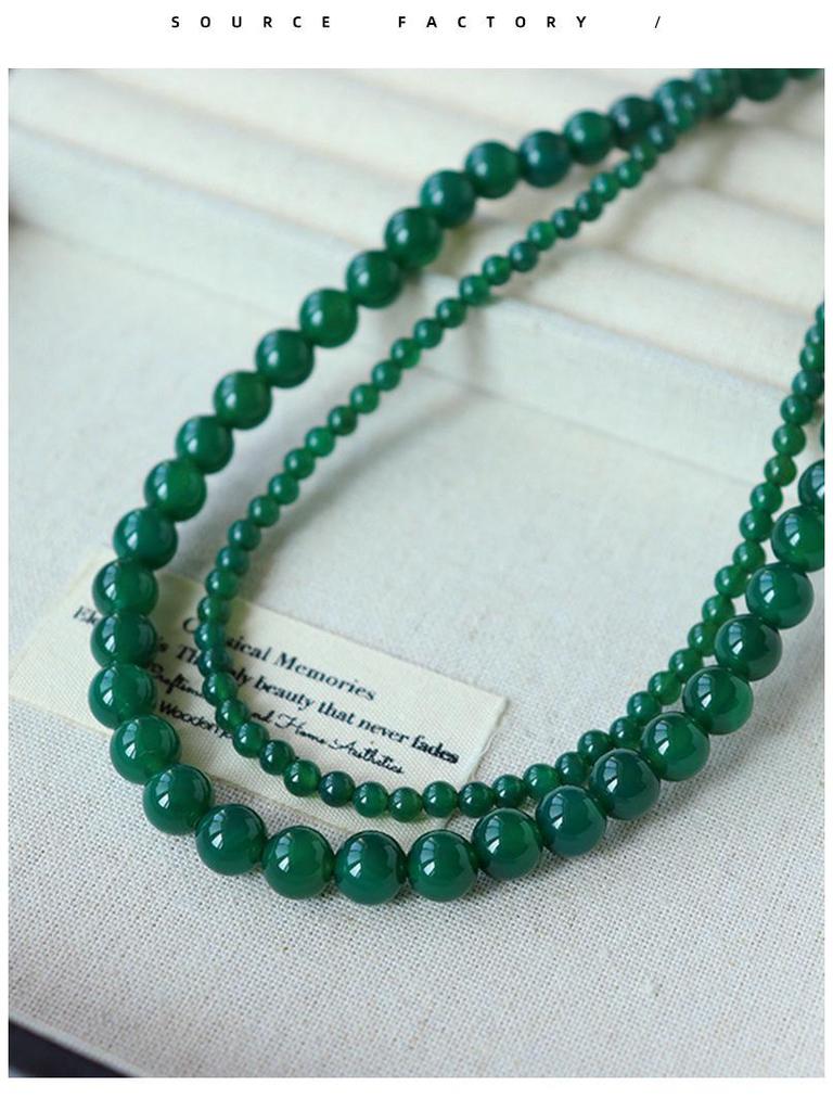 Elegante grüne Achat-Perlenkette mit Magnetverschluss