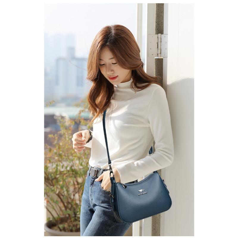 Geantă de umăr din piele moale, de epocă, geantă de mână, simplă, elegantă, pentru femei, de lux, ușoară, de mare capacitate