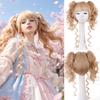 Perruque Synthétique Lolita 20 Pouces Blond Clair Clip Pince Amovible Double Queue de Cheval Bouclée Fibre Résistante à la Chaleur Cosplay Halloween