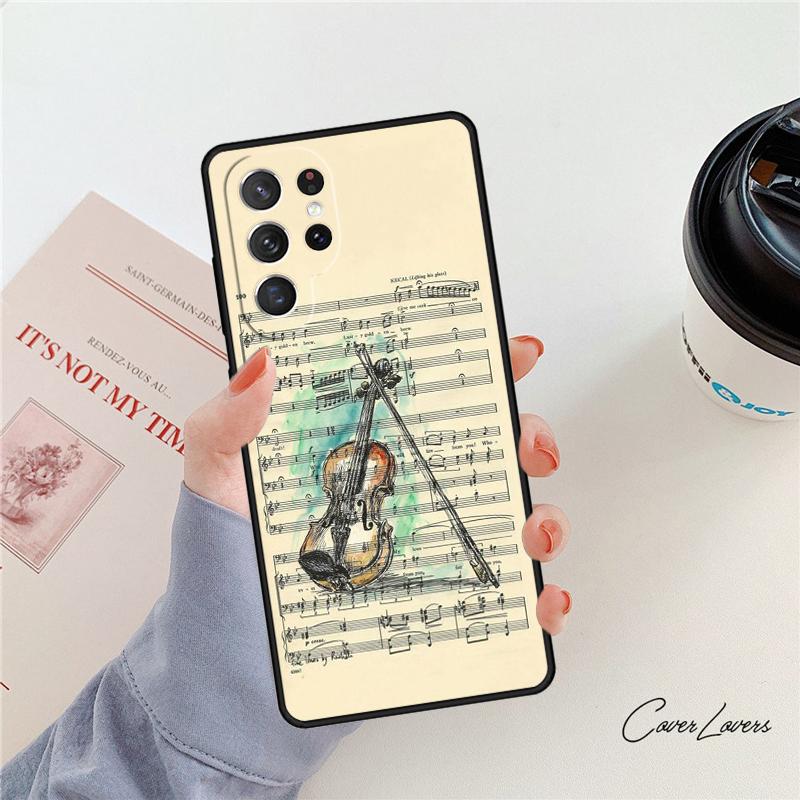 Musical Notes Violin Classical Phone Case For Samsung Galaxy S24 S25 S23 S22 Ultra Note 10 20 Plus S20 S21 FE Cover